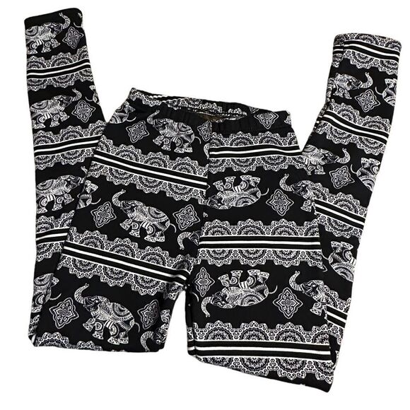 Just Cozy Elephant Pattern Fleece Lined Leggings - Picture 1 of 9